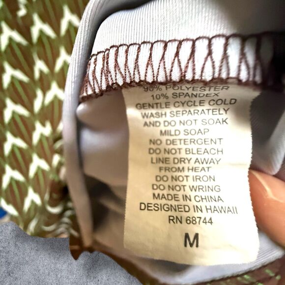 Oahu Golf Apparel OGA Men's Polo Shark Skin Green/Brown Medium - Picture 4 of 5